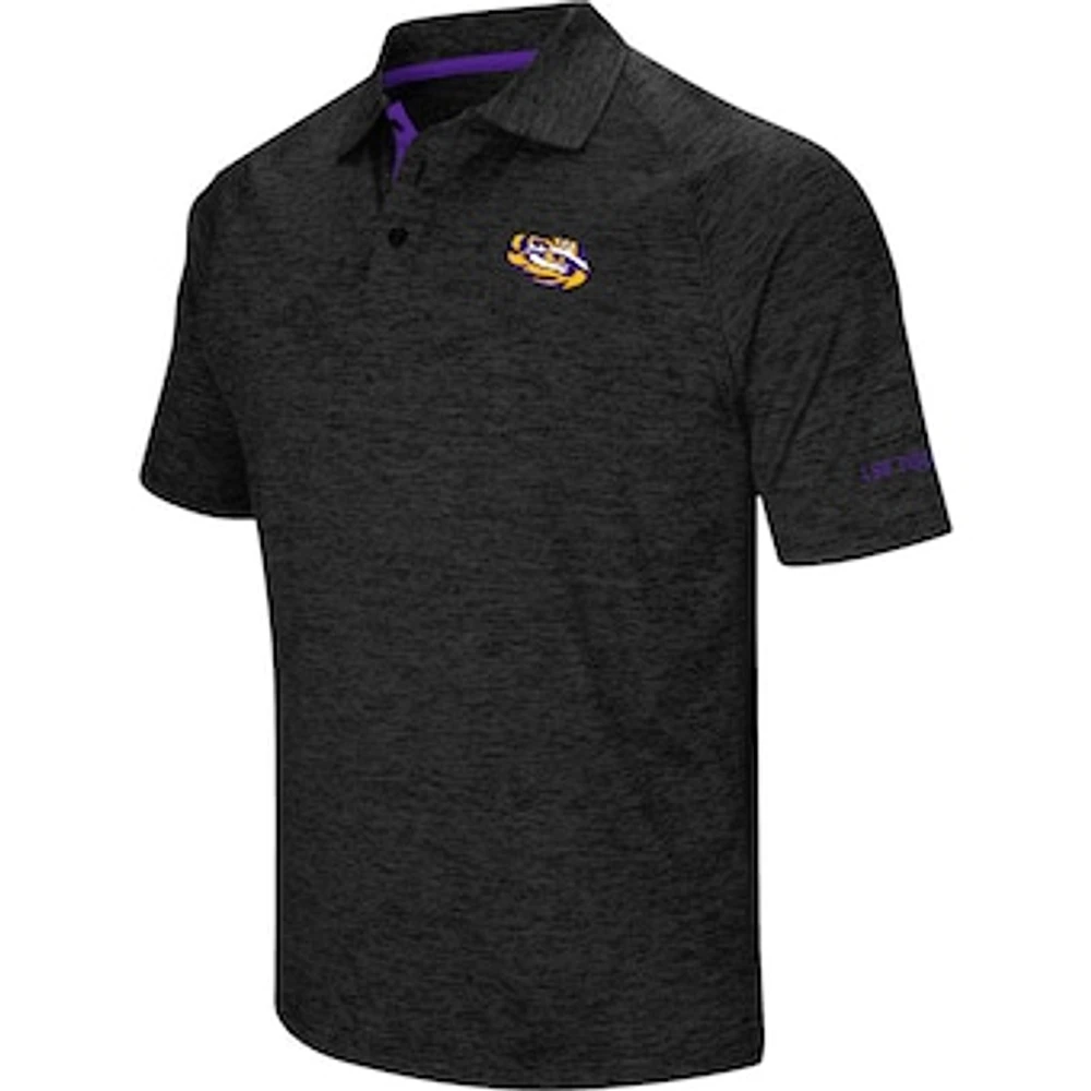 Men's Colosseum Black LSU Tigers Down Swing Polo