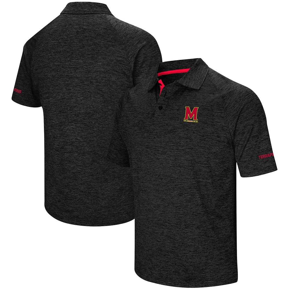 Men's Colosseum Black Maryland Terrapins Down Swing Polo