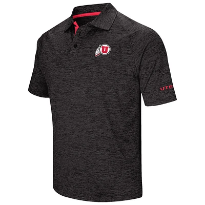 Men's Colosseum Black Utah Utes Down Swing Polo