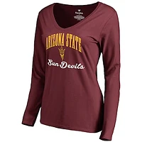 Women's Maroon Arizona State Sun Devils Victory Script Long Sleeve T-Shirt