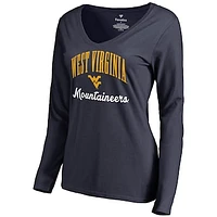 Women's Navy West Virginia Mountaineers Victory Script Long Sleeve T-Shirt