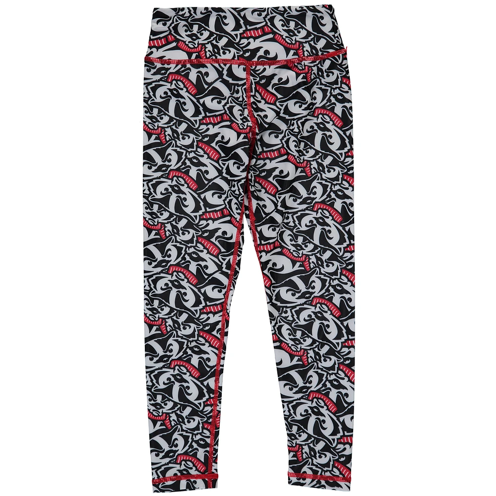 Girls Youth ZooZatz Red/White Wisconsin Badgers Stacked Mascot Leggings