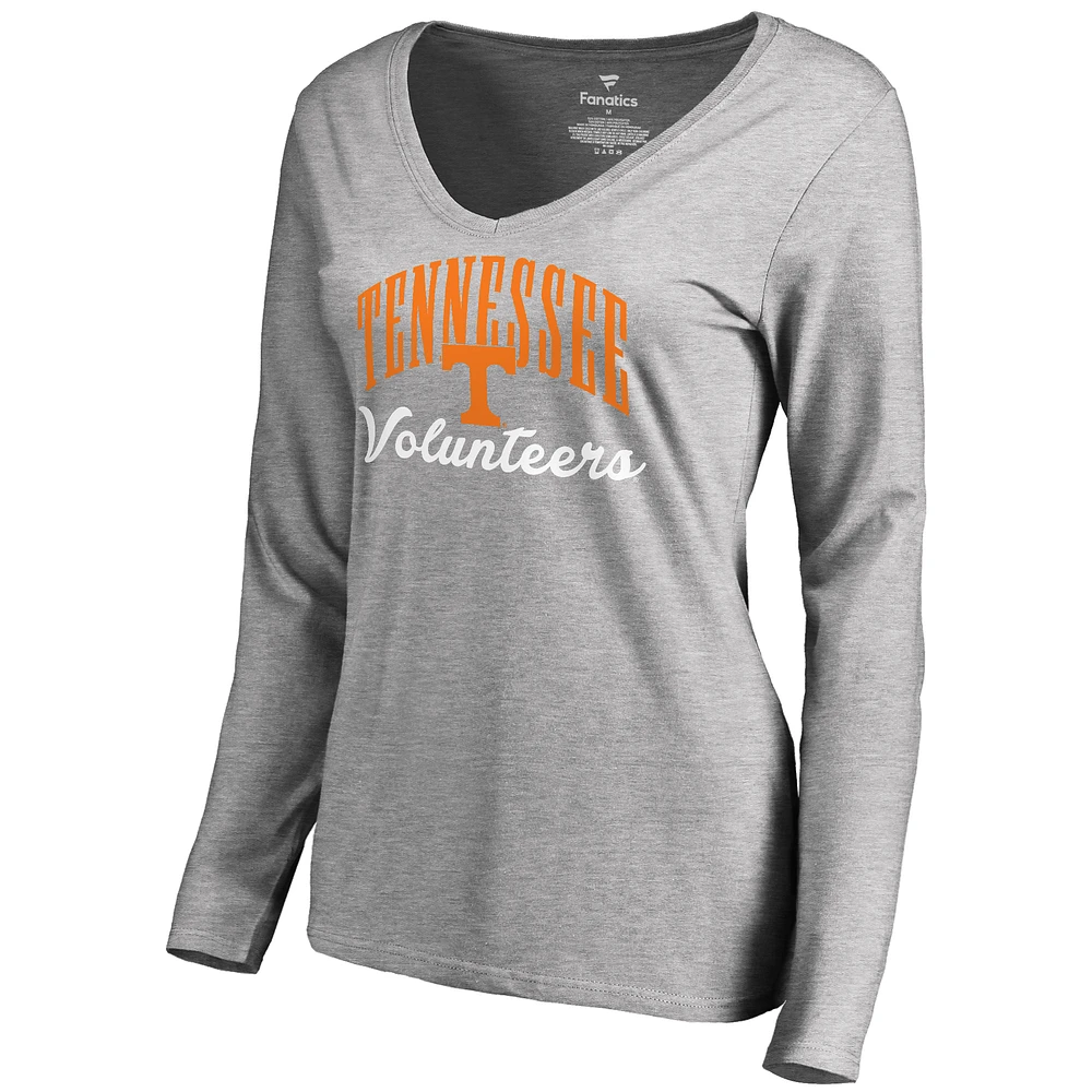 Women's Ash Tennessee Volunteers Victory Script Long Sleeve T-Shirt