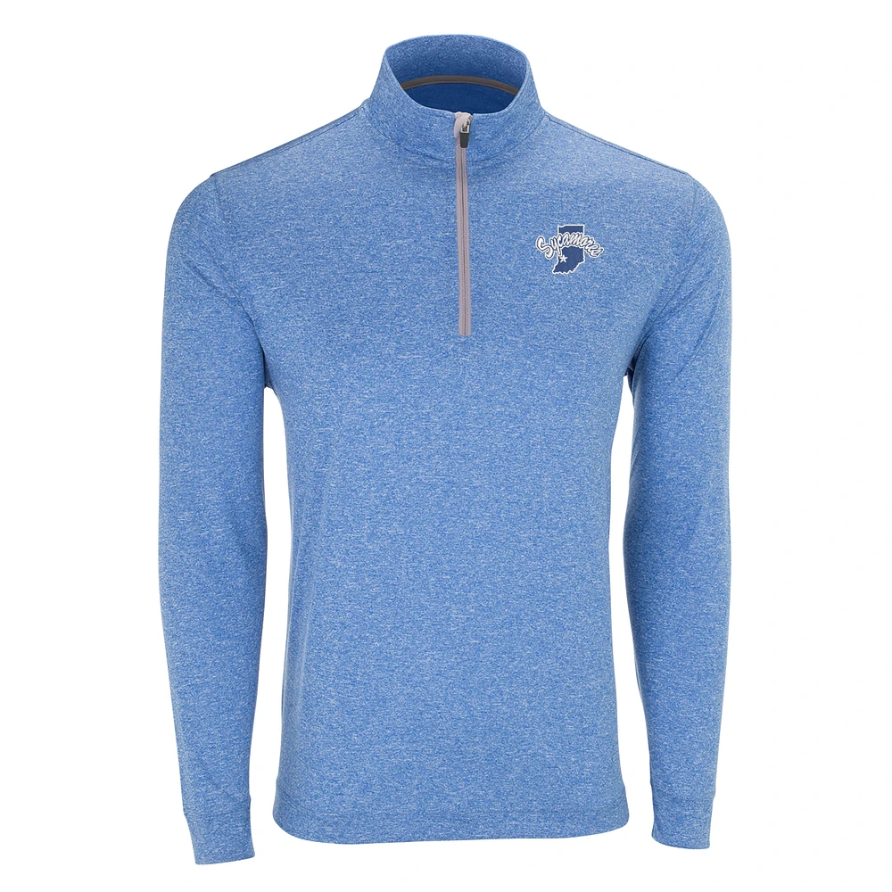 Men's Heather Royal Indiana State Sycamores Mesh Tech Quarter-Zip Sweater