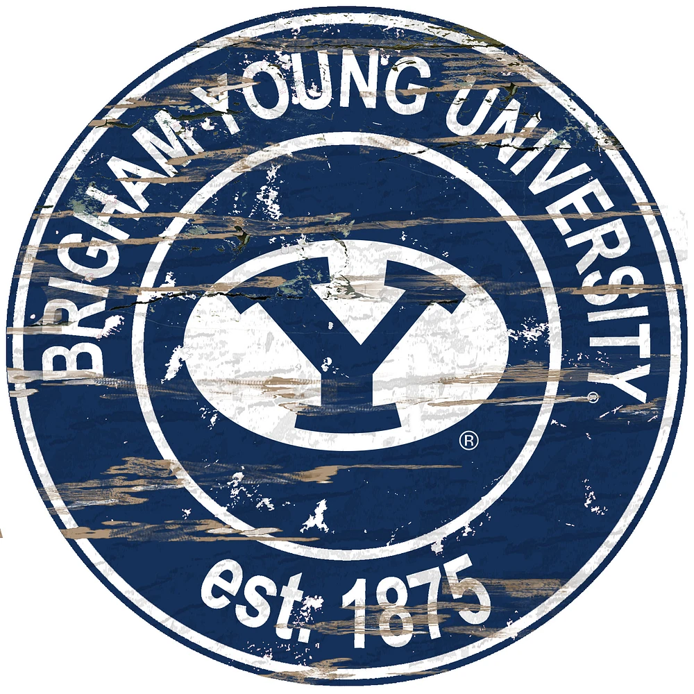 BYU Cougars 23.5" Distressed Round Sign