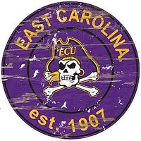 ECU Pirates 23.5" Distressed Round Sign