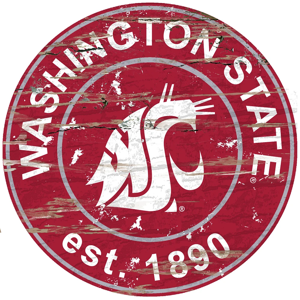 Washington State Cougars 23.5" Distressed Round Sign