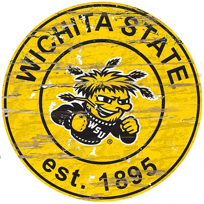 Wichita State Shockers 23.5" Distressed Round Sign