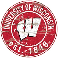 Wisconsin Badgers 23.5" Distressed Round Sign