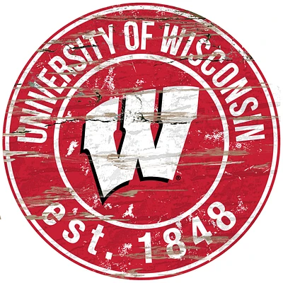 Wisconsin Badgers 23.5" Distressed Round Sign