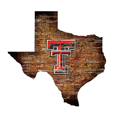 Texas Tech Red Raiders 23.5" x 23.5" Distressed State with Logo Sign