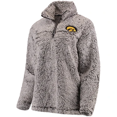 Women's Gray Iowa Hawkeyes Sherpa Super Soft Quarter-Zip Pullover Jacket