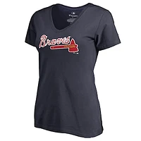 Women's Navy Atlanta Braves Team Wordmark T-Shirt