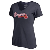 Women's Navy Atlanta Braves Team Wordmark T-Shirt