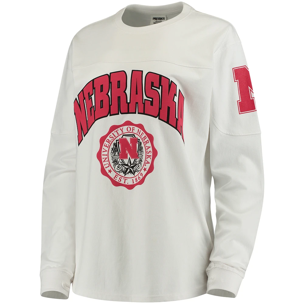 Women's White Nebraska Huskers Edith Long Sleeve T-Shirt