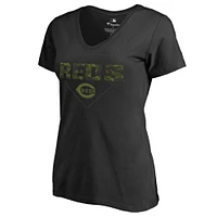 Cincinnati Reds Women's Camo T-Shirt - Black