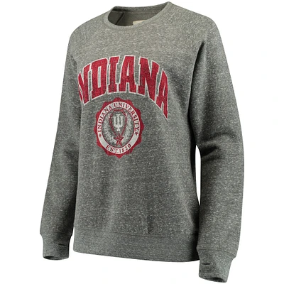 Women's Pressbox Heathered Gray Indiana Hoosiers Edith Vintage Knobi Pullover Sweatshirt