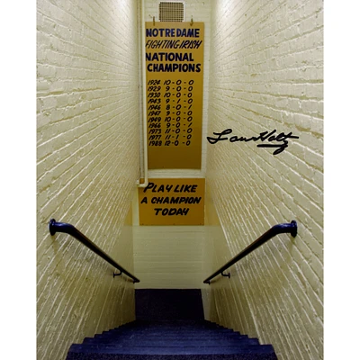 Lou Holtz Notre Dame Fighting Irish Autographed 8" x 10" Play Like a Champion Today Photograph