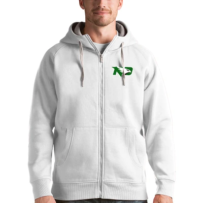 Men's Antigua White North Dakota Victory Full-Zip Hoodie