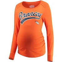 Women's Touch Orange Denver Broncos Maternity Yardline Tri-Blend Top