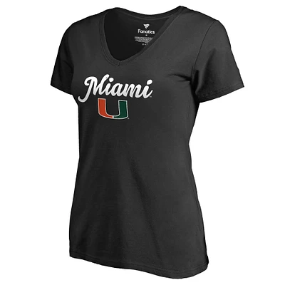 Women's Black Miami Hurricanes Freehand T-Shirt