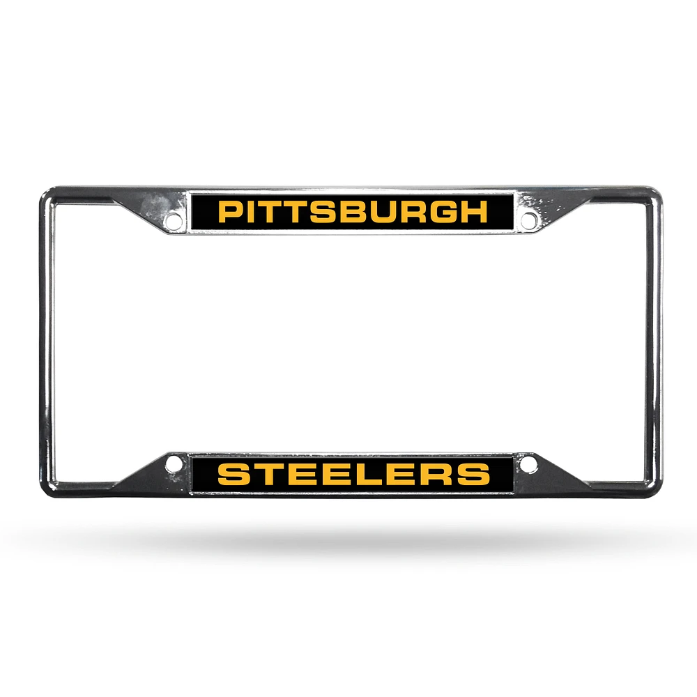 Sparo Pittsburgh Steelers Chrome License Plate Frame with Laser Inserts