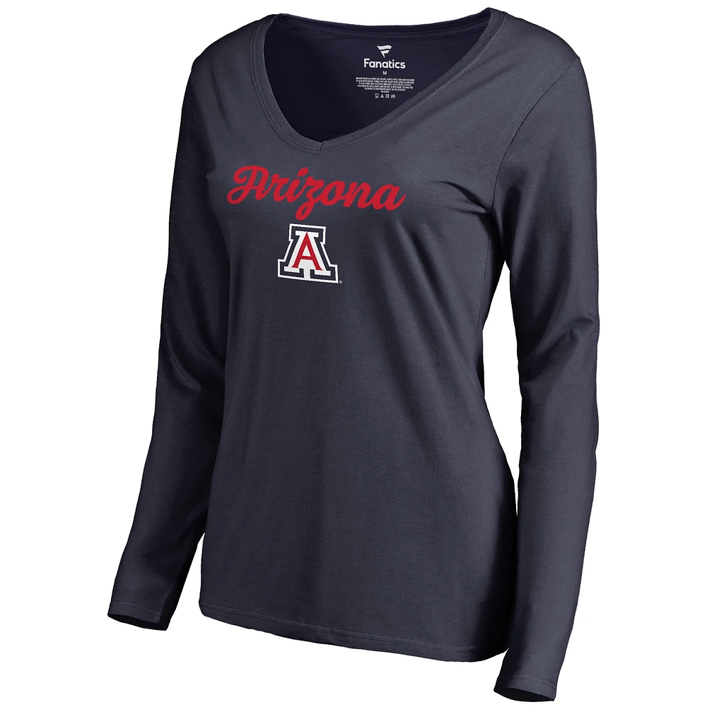 Women's Navy Arizona Wildcats Freehand Long Sleeve T-Shirt