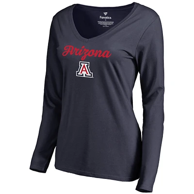 Women's Navy Arizona Wildcats Freehand Long Sleeve T-Shirt
