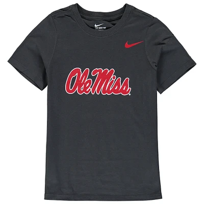 Youth Nike Anthracite Ole Miss Rebels Cotton Logo T-Shirt