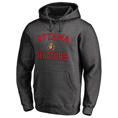 Men's Heather Gray Ottawa Senators Victory Arch Fitted Pullover Hoodie
