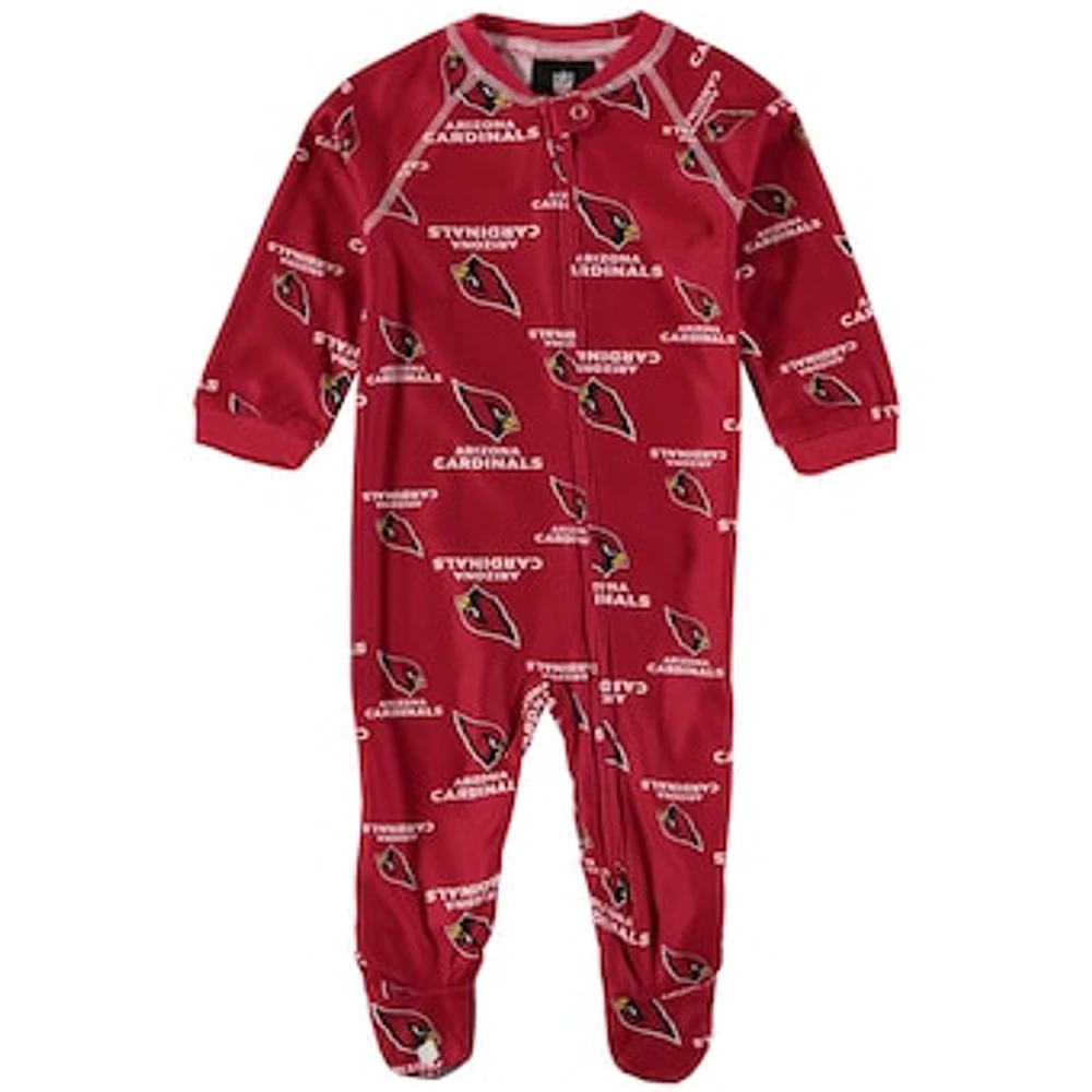 Infant Cardinal Arizona Cardinals Piped Raglan Full-Zip Sleeper