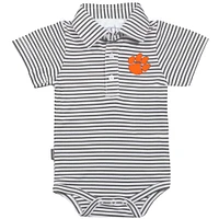 Infant Garb Charcoal/White Clemson Tigers Carson Striped Short Sleeve Bodysuit