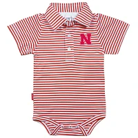 Infant Garb Red/White Nebraska Huskers Carson Striped Short Sleeve Bodysuit