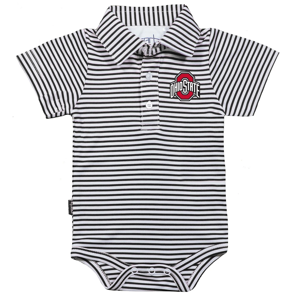 Infant Garb Black/White Ohio State Buckeyes Carson Striped Short Sleeve Bodysuit