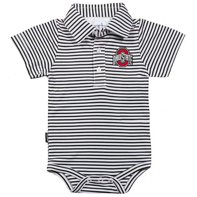 Infant Garb Black/White Ohio State Buckeyes Carson Striped Short Sleeve Bodysuit