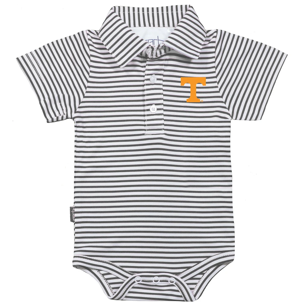 Infant Garb Charcoal/White Tennessee Volunteers Carson Striped Short Sleeve Bodysuit