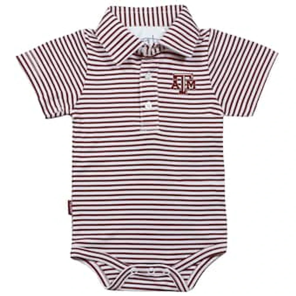 Infant Garb Maroon/White Texas A&M Aggies Carson Striped Short Sleeve Bodysuit