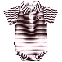 Infant Garb Maroon/White Texas A&M Aggies Carson Striped Short Sleeve Bodysuit