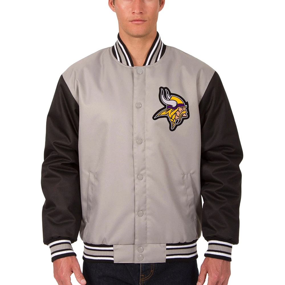 Men's JH Design Gray Minnesota Vikings Poly Twill Jacket