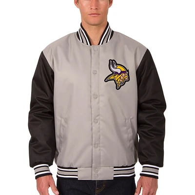 Men's JH Design Gray Minnesota Vikings Poly Twill Jacket