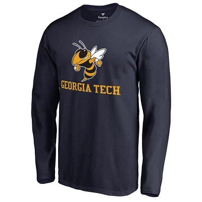 Men's Navy Georgia Tech Yellow Jackets Team Lockup Long Sleeve T-Shirt