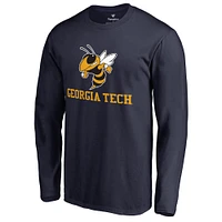 Men's Navy Georgia Tech Yellow Jackets Team Lockup Long Sleeve T-Shirt