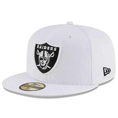 Men's New Era White Las Vegas Raiders Team Logo Omaha 59FIFTY Fitted Hat