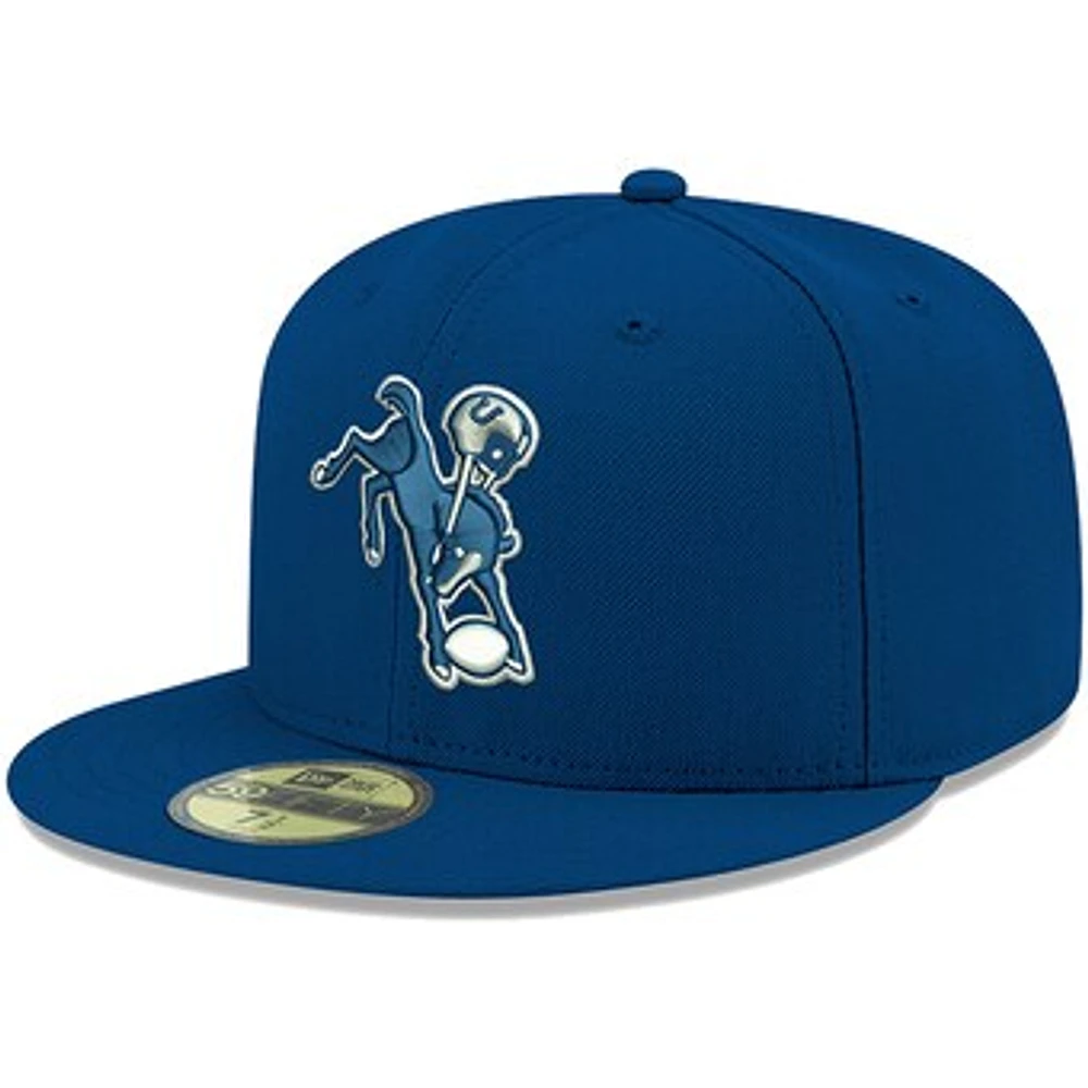 Men's New Era Royal Indianapolis Colts Omaha Throwback 59FIFTY Fitted Hat