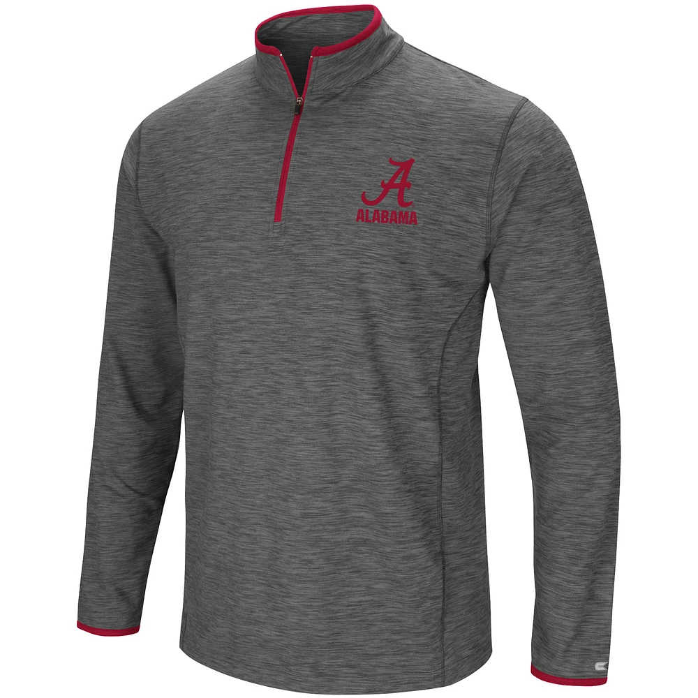 Men's Colosseum Heathered Gray Alabama Crimson Tide Big & Tall Diemert Quarter-Zip Windshirt Jacket