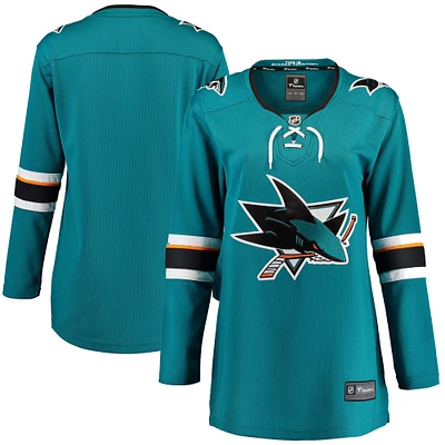 Women's Fanatics Teal San Jose Sharks Home Breakaway - Blank Jersey