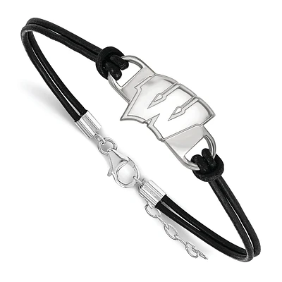 Women's Wisconsin Badgers Sterling Silver Leather Bracelet