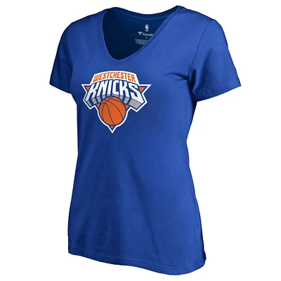 Women's Royal Westchester Knicks Primary Logo V-Neck T-Shirt