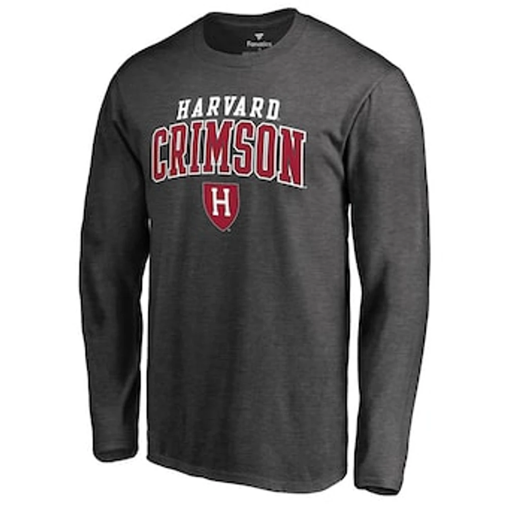 Men's Fanatics Charcoal Harvard Crimson Square Up Long Sleeve T-Shirt