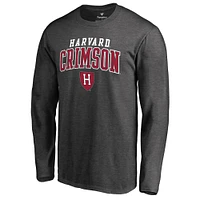 Men's Fanatics Charcoal Harvard Crimson Square Up Long Sleeve T-Shirt